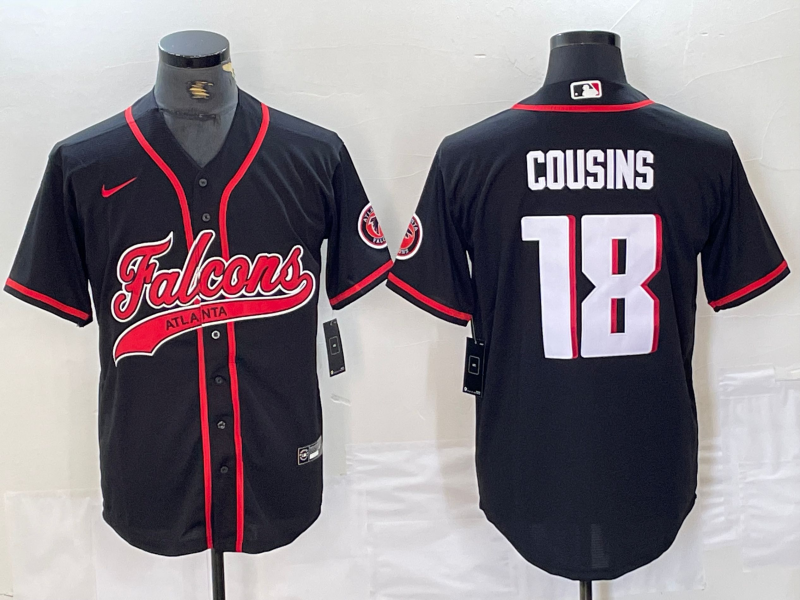 Men's Atlanta Falcons Kirk Cousins #18 Black Jersey Joint Edition